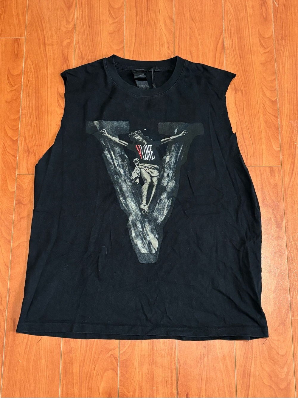 Vlone Live Alone Die Alone Crucifix Tank Top Custom Cutoff - Men’s XL
